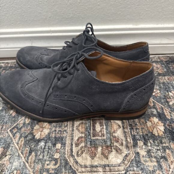 New Clarks 1825 Men's Exton Brogue Blue Suede Wing Tip Oxford Shoes 11 M New - Picture 3 of 6